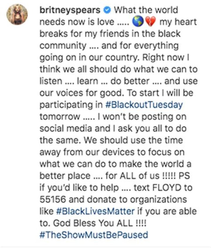 Britney Spears Will ‘Listen, Learn & Do Better’: Supports Black Lives Matter After George Floyd Death