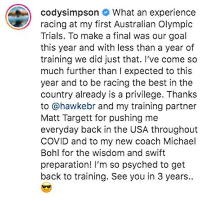 Cody Simpson Admits He Came ‘Further Than Expected’ As He Misses Out On Qualifying For Olympics