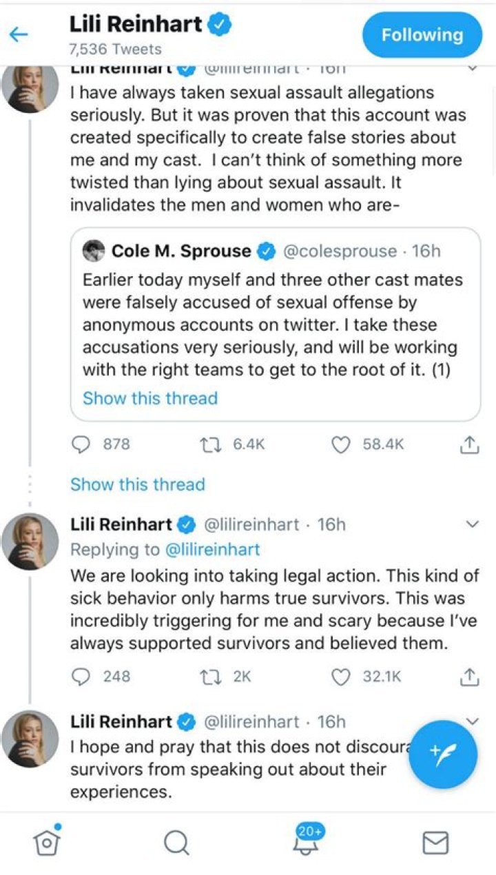 Cole Sprouse & Lili Reinhart Deny Allegations Of ‘Sexual Assault’ Made By Women On Twitter