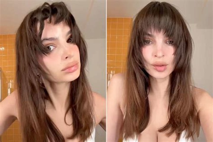 Emily Ratajkowski Debuts Bangs In Backless Shirt — Before & After Photos Of Her Hair Makeover