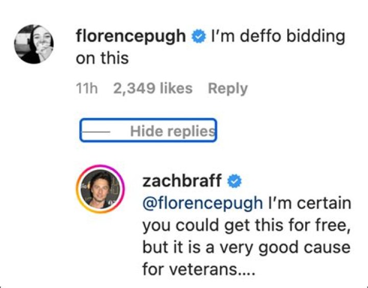 Florence Pugh & Zach Braff Exchange Flirty Instagram Comments – Hollywood Life