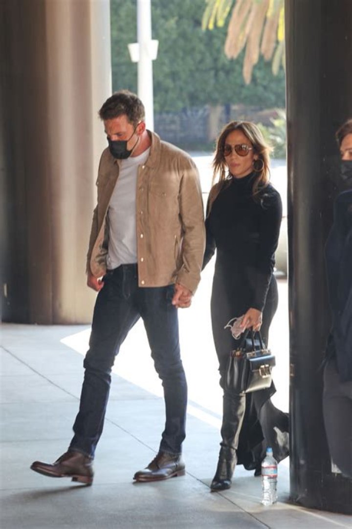 Jennifer Lopez Rocks Fitted Black Turtleneck & Slit Skirt As She Holds Hands With Ben Affleck