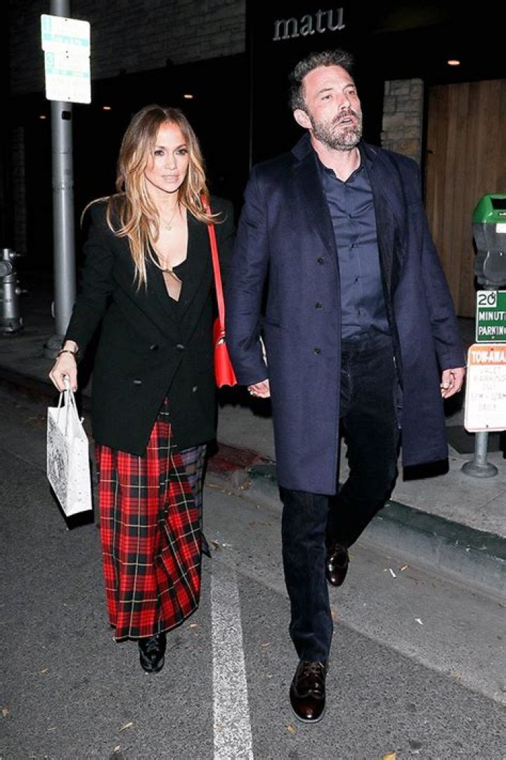 Jennifer Lopez Wears Cutout Blouse With High-Slit Plaid Skirt On Date Night With Ben Affleck