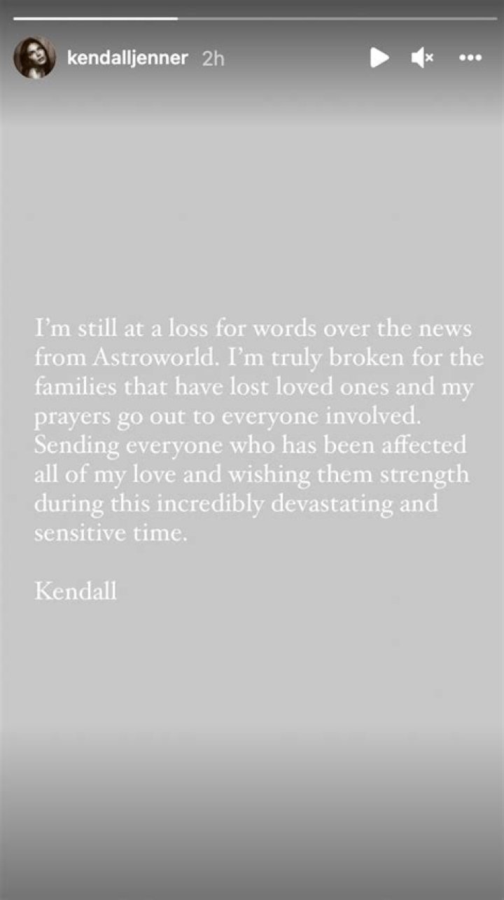 Kendall Jenner Says She’s ‘Truly Broken’ After Attending Travis Scott’s Concert That Left 8 Dead