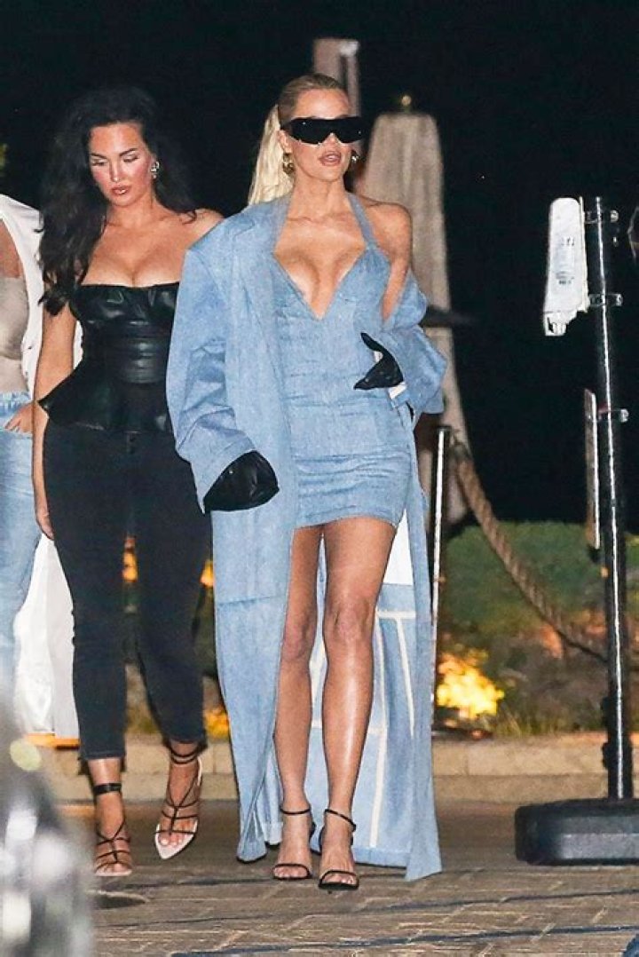 Khloe Kardashian Wears Denim Mini Dress & Matching Coat At Nobu – Hollywood Life