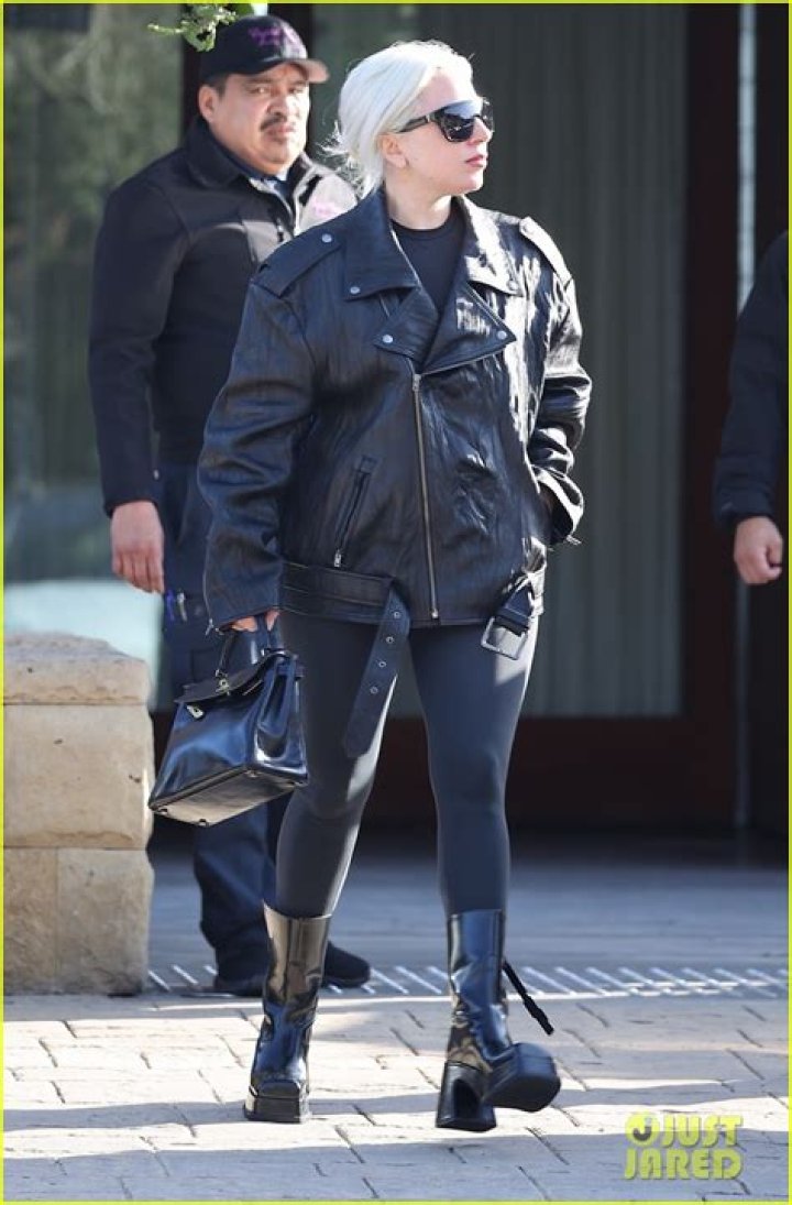 Lady Gaga Throws Her Hair Up Into A Messy Top Knot To Go Shopping in Malibu