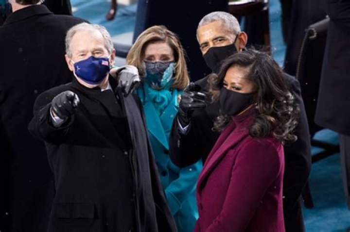 Michelle Obama & George Bush Reunite At Inauguration & Prove Friendship Is Going Strong