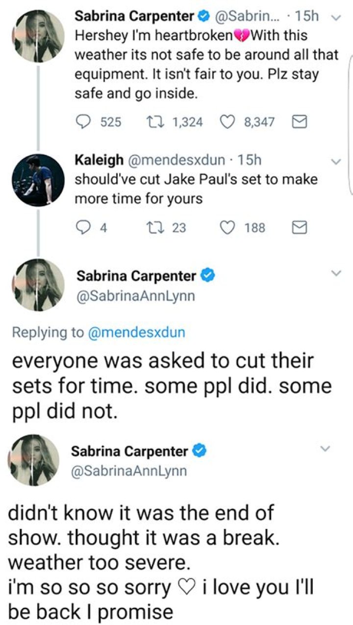 Sabrina Carpenter Drags Jake Paul For Making Her Miss Performance & Fans Are Living For It