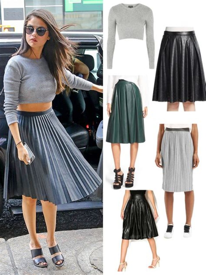 Selena Gomez’s Pleated Leather Midi Skirt: 4 Ways To Try The Trend
