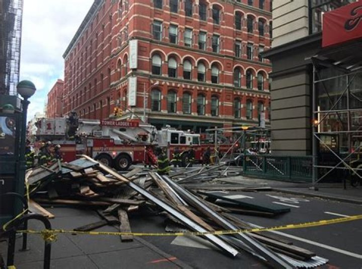 Scaffolding Collapses On NYC Street — PICS