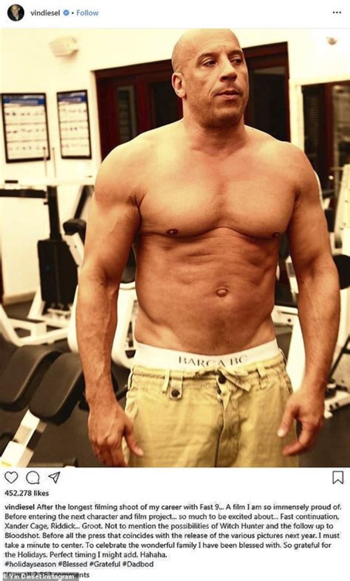 Vin Diesel Poses Shirtless & Claims His Ripped Chest Is A ‘Dad Bod’ – Hollywood Life